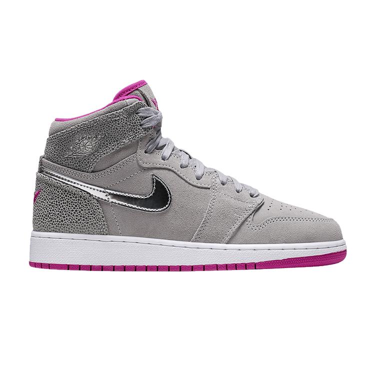 

Кроссовки Air Jordan 1 Retro GG Maya Moore Kids серые волчьи-серые металлик-серебристый-фуксия-вспышка 332148-012