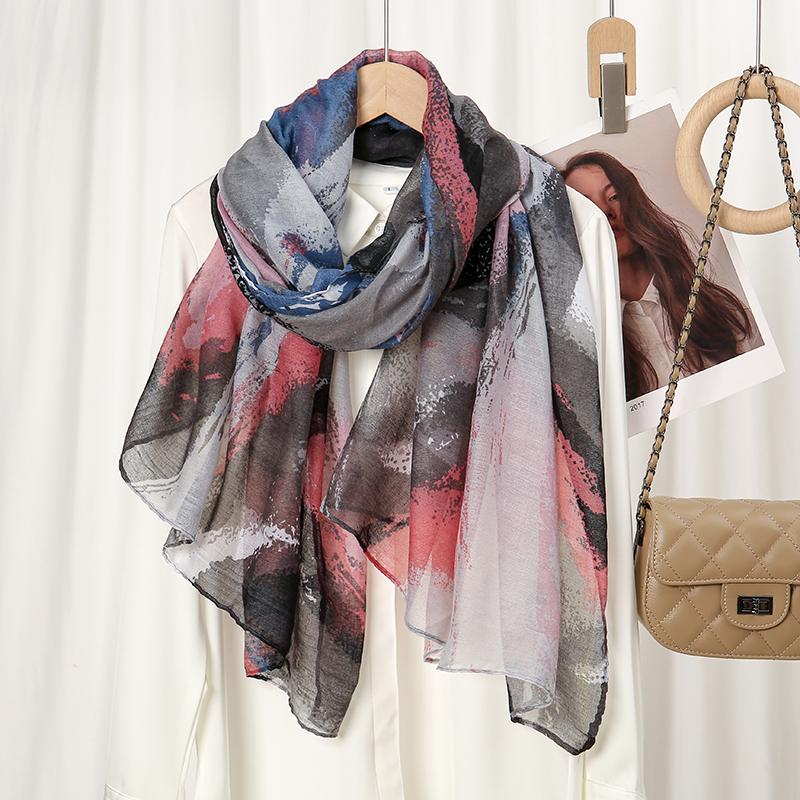 Color Collision Long Scarves for Women Brightly Colored Tie-dyed Gradient Thin Viscose Shawl Muslim Female's Hijabs