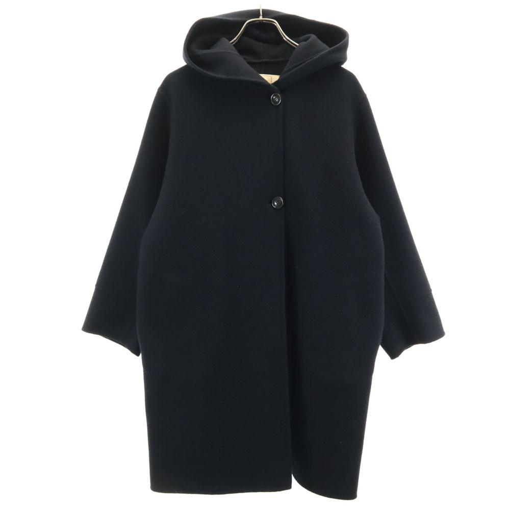 

nano universe wool blend Super 140 Wool River Hood coat S Navy Women Used