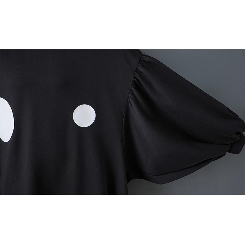 DIMANAF 2025 Women Plus Size Autumn Shirt Dress Loose Casual Oversize Long Sleeve Vintage Dress Black