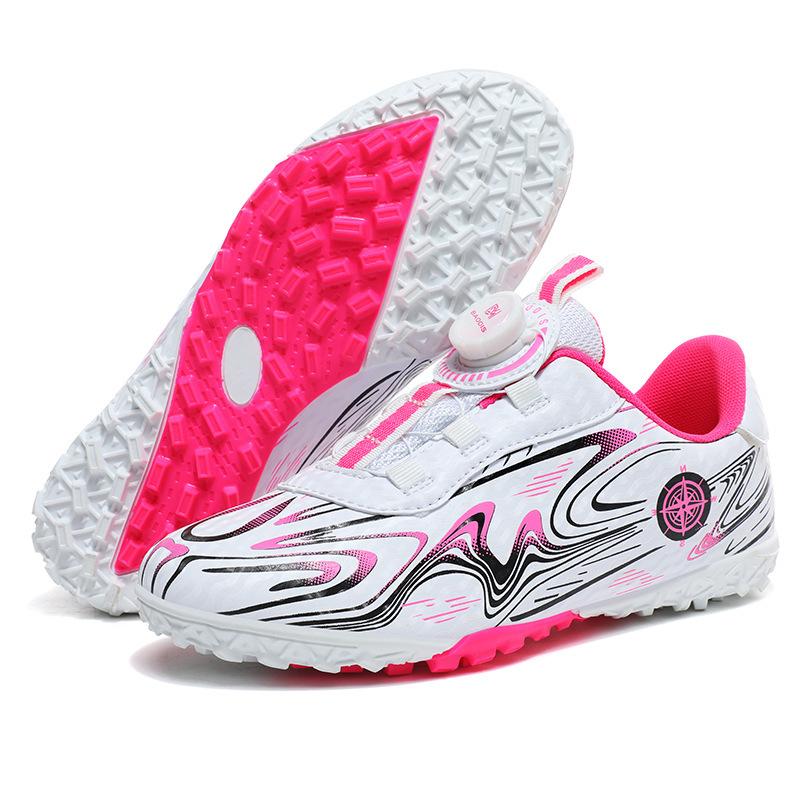 

Rotate Press Button Velcro Lace-Free New Children s Football Shoes Training Shoes TF Shredded Nails Boys Girls Students 34