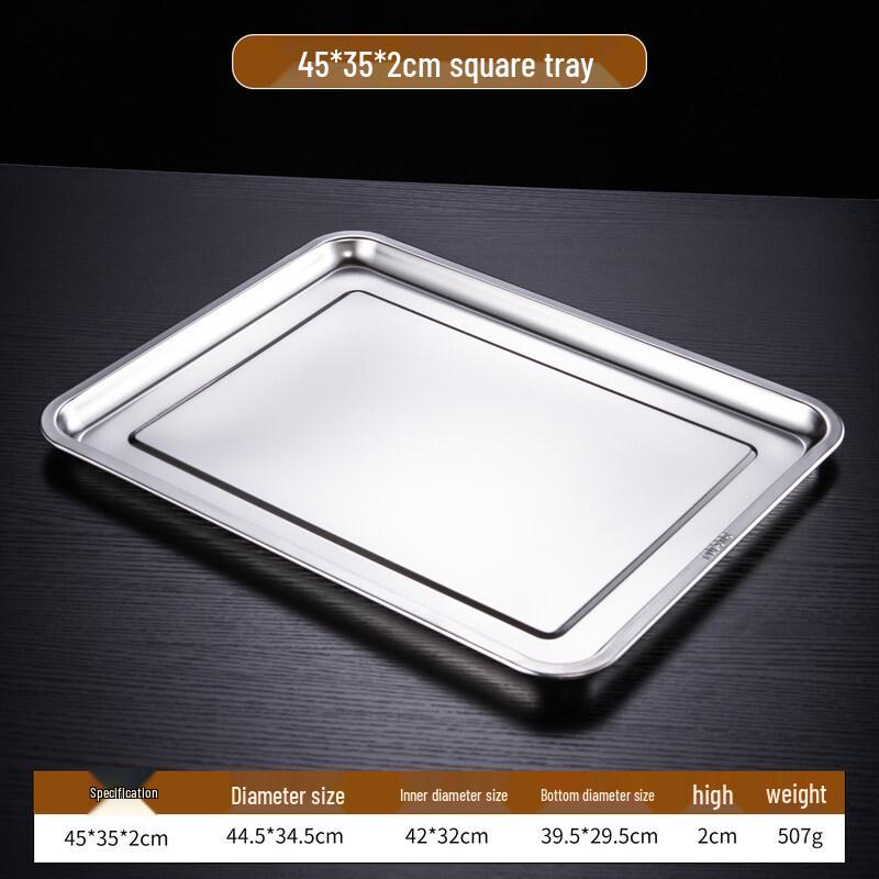 304 Stainless Steel Rectangular Shallow Tray