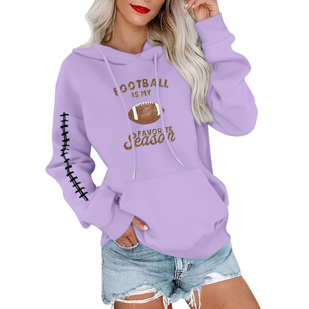 Women's Fashionable, Casual, Comfortable Round-neck, Hooded, Long-sleeved, Rugby-print Warm Sweater