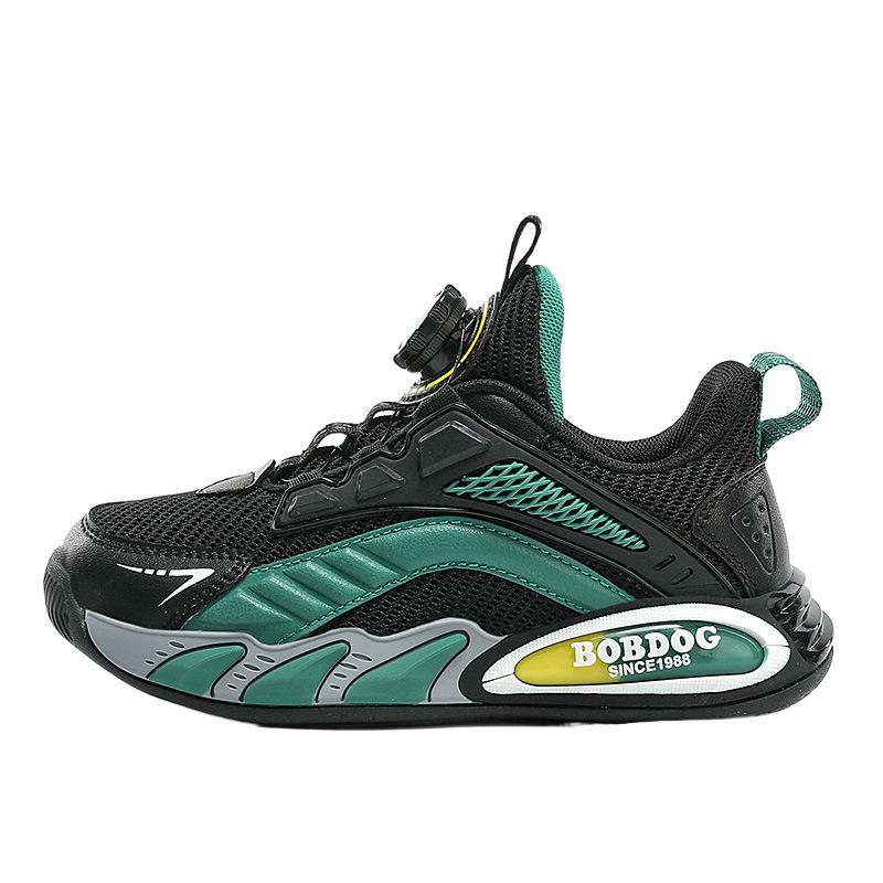 Babu Bean Children's Sneakers Breathable Mesh Boys' Little White Shoes 2025 Spring New Leather Student Button Shoes