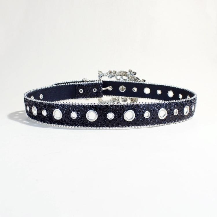 Women's Glittering Crystal PU Leather Belt for Trousers and Dresses Western Cowgirl Punk Styles Waiststrap for Daily