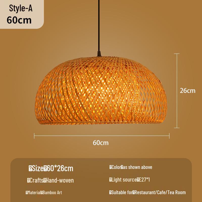 Bamboo Woven Lantern Light for Chinese Restaurant or Teahouse - Rattan Straw Hat Pendant Light