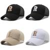 R Embroidery Letter Baseball Cap Adjustable Breathable Outdoors Protection Sun