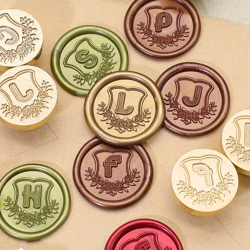 26 English Letters Datura Flower Pattern Wax Stamp Seal Envelope Sealin Greeting Card Gifts Wedding Invitation Decoration 20mm