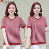 Woodpecker Women's Striped Cotton Blend Short Sleeve T-Shirt