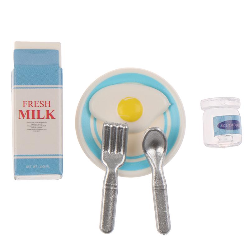 6Pcs Dollhouse Miniature Eggs And Milk Toys Doll Food Kitchen Accessories