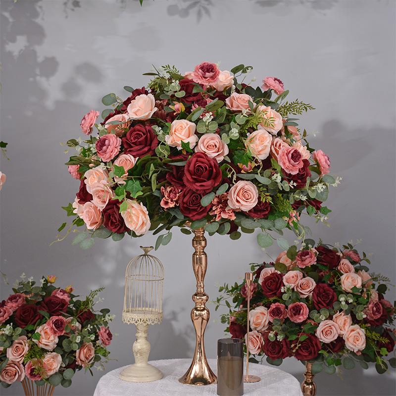 Guangqianfeng Deep Red & Pink Floral Wedding Arch Décor
