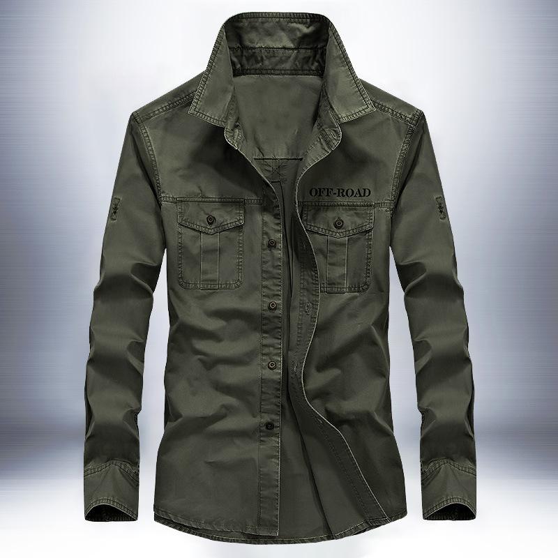 

Spring and Autumn Men s Pure Cotton Shirt Top Long Sleeve Lapel Versatile Work Clothes Shirt Loose Casual Inner Base Shirt 5XL