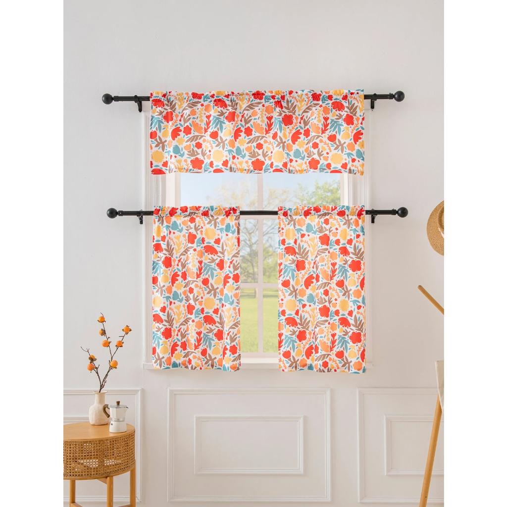 140 * 46CM (1 PCS) 68 * 60CM 60 * 91CM (2pcs) Série de flores pequenas cortinas de cozinha adequadas para cozinhas