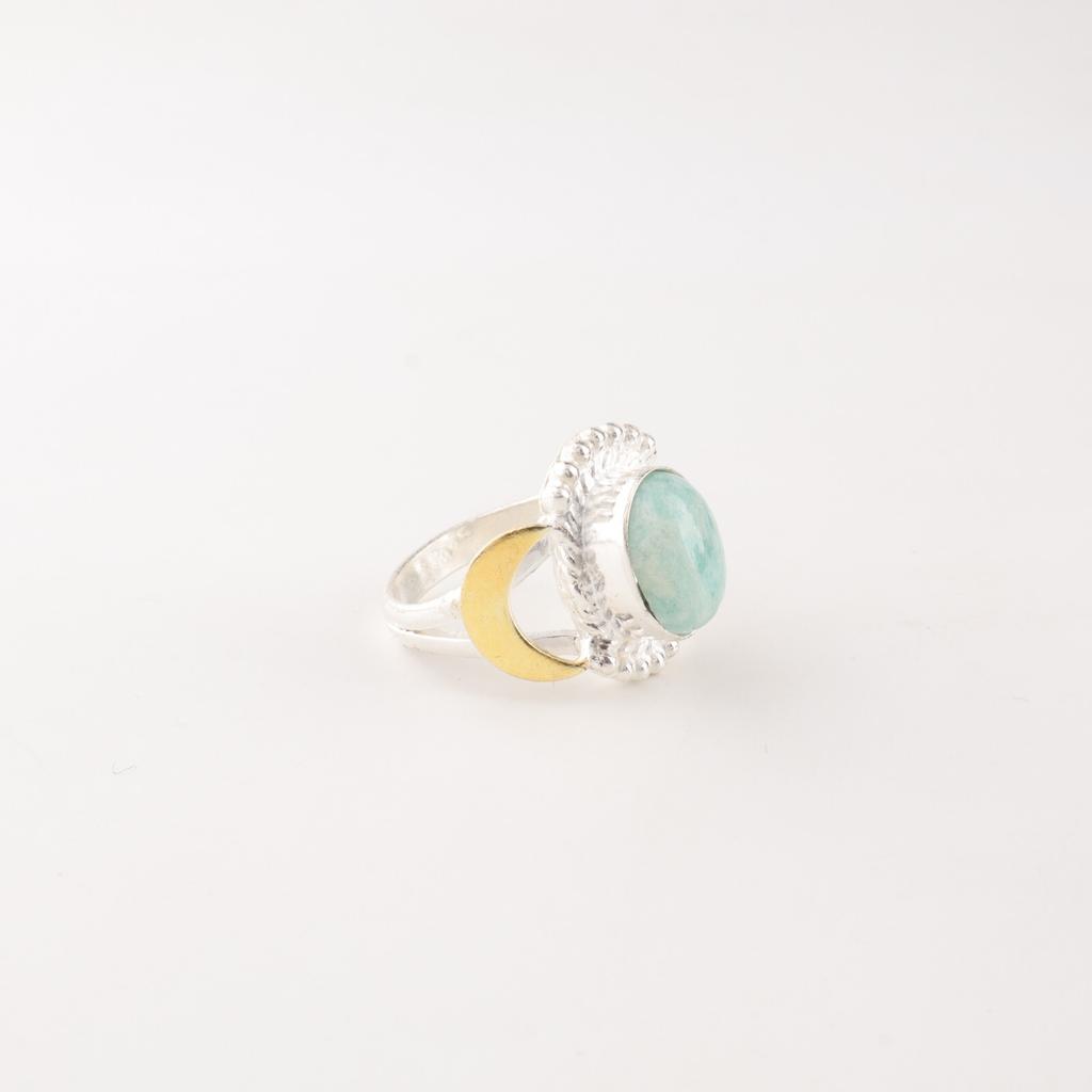 Genuine Amazonite Gemstone 925 Sterling Silver Jewelry Handmade Birthday Ring RR-61-42