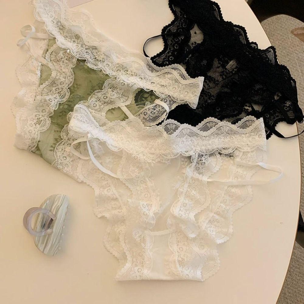 Flower Transparent Underwear Sweet Panties Women Fashion Lace Mesh Briefs  Gifts