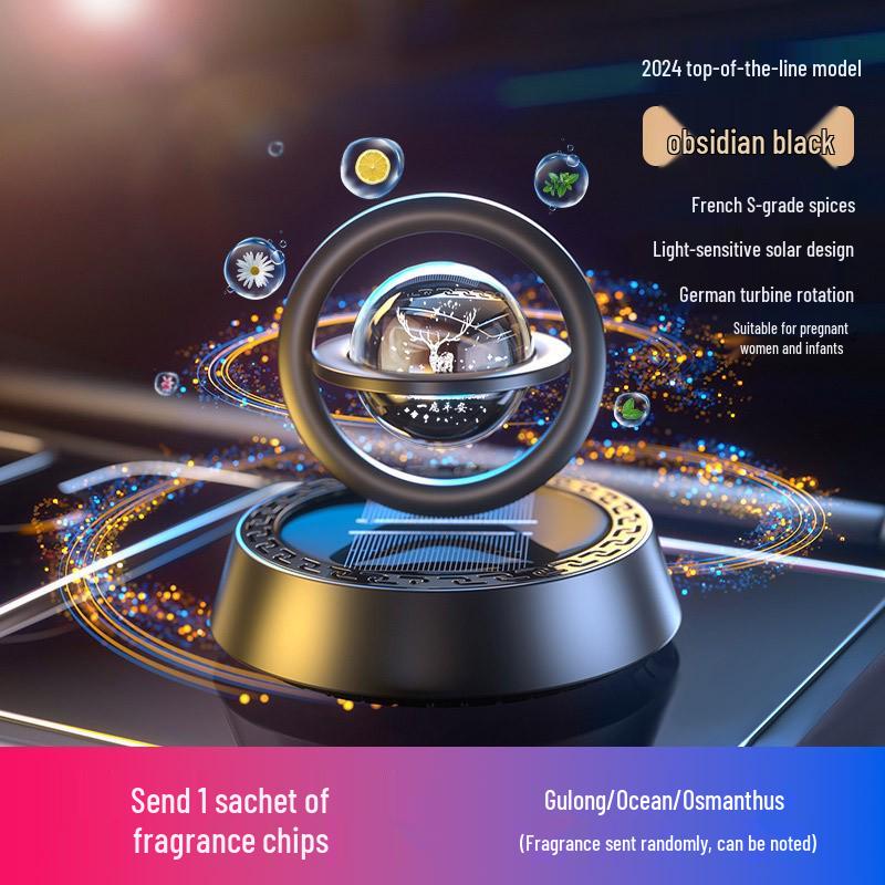 One Road Solar-Powered Rotating Dashboard Air Freshener Ornament for Car Interiors
