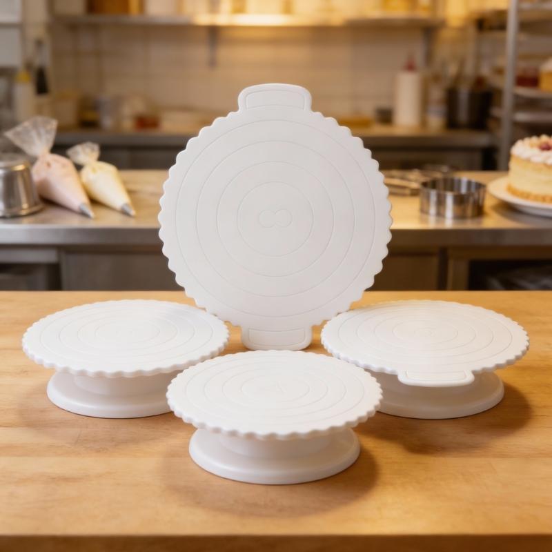 Set of 5 Nonslip Plastic Cake Stands with Textured Bottom ABS Texture for Firm Cake Positioning During Parties and Event