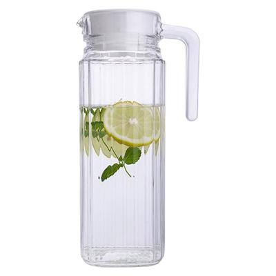 Glass Water Pitcher Cold Water Jug Refrigerator Pitcher Large Capacity Square Transparent Tea Pot for Home Use 1.1L Cold Water Jug