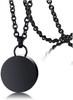 SUNYOBAO Men's Stainless Steel Surgical Necklace, Black Circle Memorial Pendant, Perfect for Keeping Ashes and Ashes, with a Long 60cm Sweater Chain,