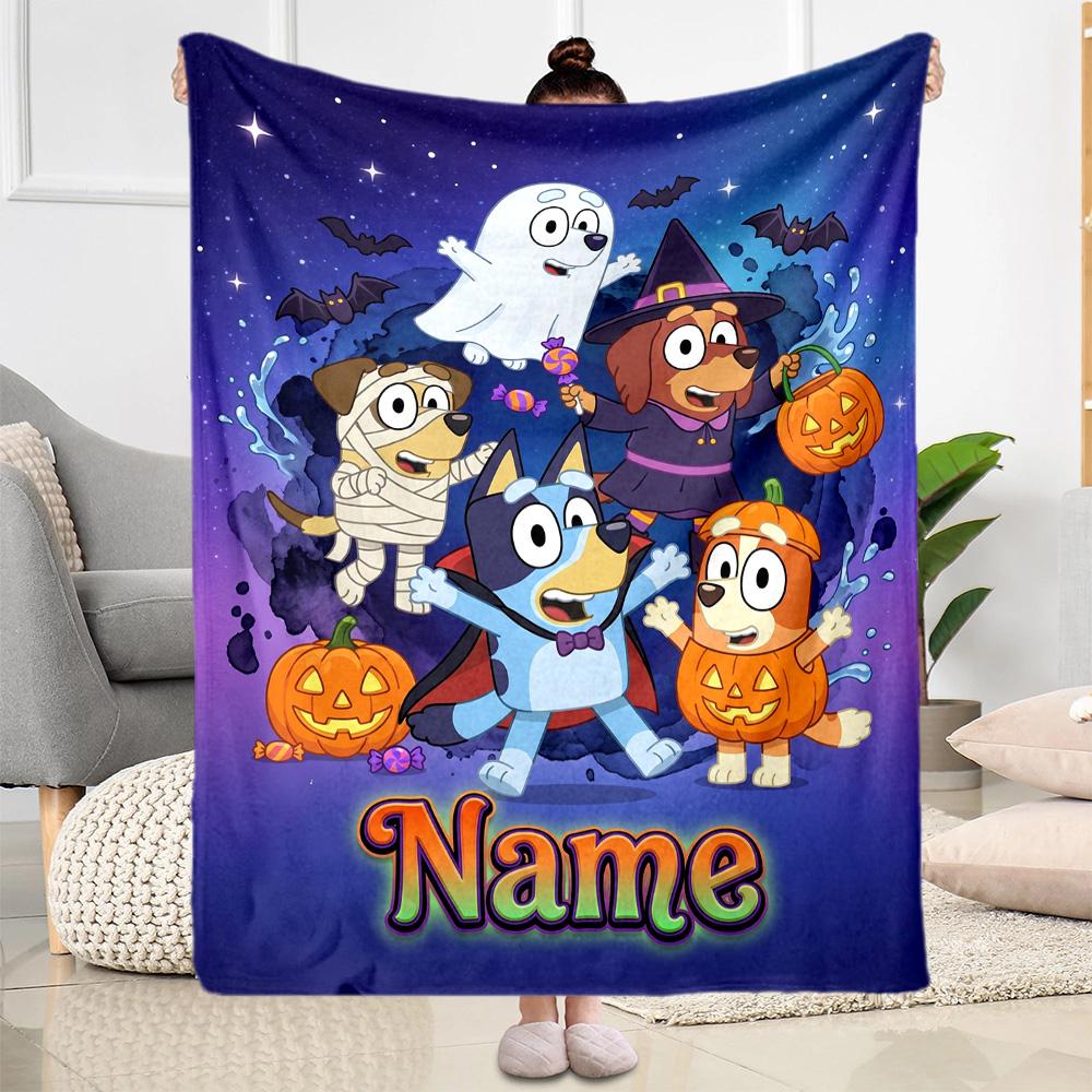 Halloween Night Adventure Personalized Name Blanket Lightweight Personalized Blanket Comfortable Throw For Sofa Bed Bedding Living Room All-Season Use