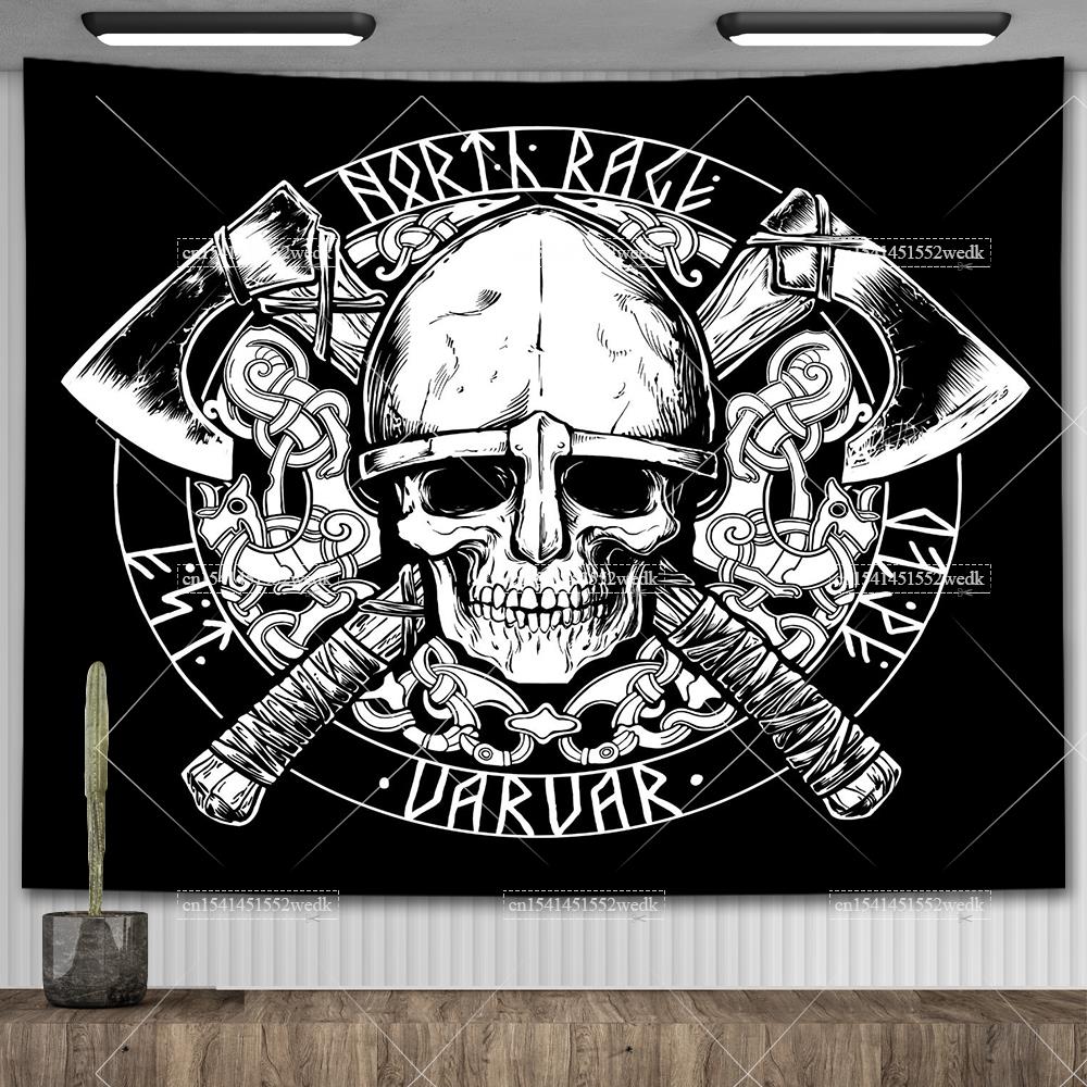 Viking Raven Tapestry Wall Hanging Hippie Vikings Norse Tapestrys Tarot Witchcraft Aesthetic Room Decoration Tapiz Home Decor