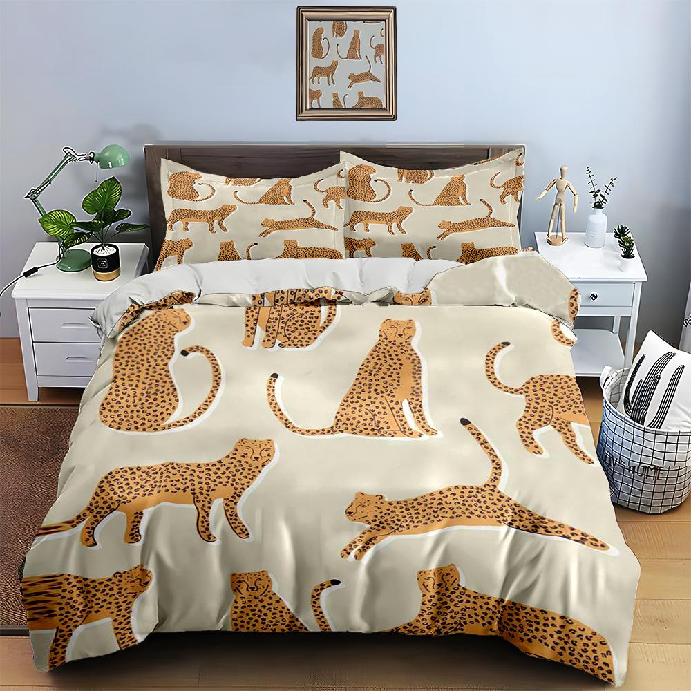 Leopard Silhouettes Design. Bedding Duvet Cover Sets Duvet Covers Pillowcases Gifts (1 * Duvet Cover 2 * Pillowcases, Without Duvet Insert)