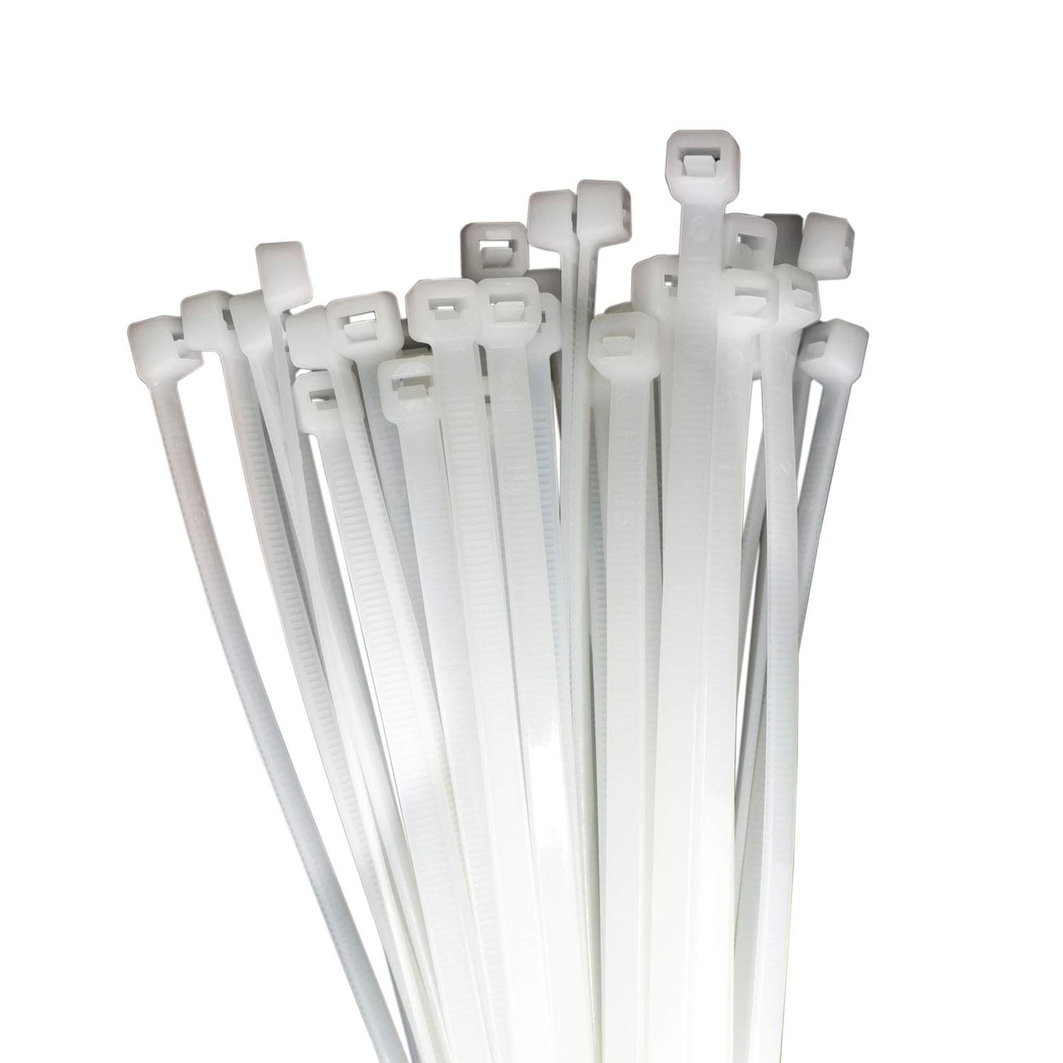 

Weather-Resistant Heavy-Duty Nylon Cable Ties, 5.2mm Wide, White (100 pcs, 500mm Long)
