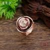 New Enamel Hollow Rose Elastic Ring Women's Simple High-end Three-dimensional Flower Ring