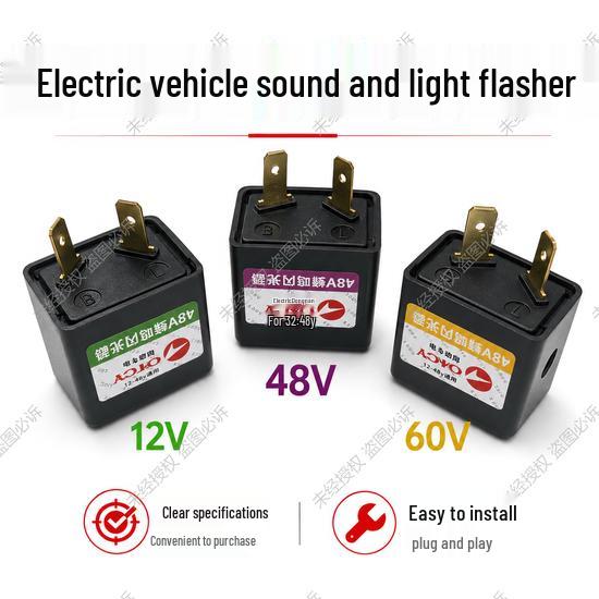 Electric Motorcycle & Vehicle Flasher 12V-60V Audible Flasher