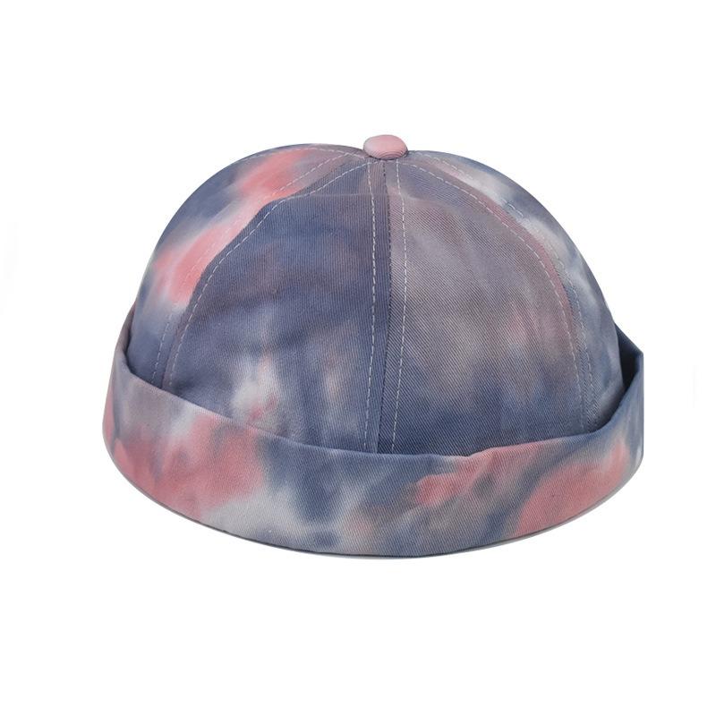 Hat Couple Tie Dyed Melon PU Leather Hat Round Hat Men and Women Korean Street Instagram Trendy Brand Cold Hat Landlord
