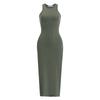 Women's Round Neck Sleeveless Maxi Dress Slim High Waist Solid Ribbed Bodycon Mermaid Tank Summer Dress