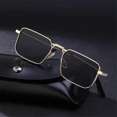 Modne Małe Prostokątne Okulary Przeciwsłoneczne Męskie Damskie Vintage Punk Kwadratowe Do Jazdy Okulary Przeciwsłoneczne Luksusowa Marka Metalowa Oprawka Czarne Okulary