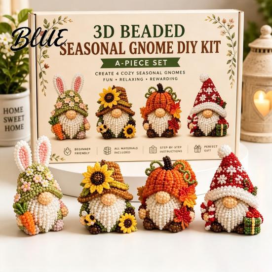 DIY Animal Craft Kit Tiny 3D Beaded Kit Petite Gnome Creative 4-Pack Miniature Display Pieces Goblin Beading Set with Instructions Handmade