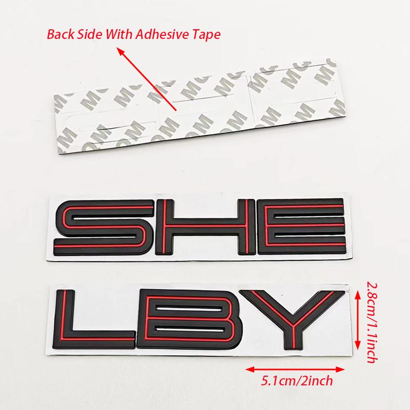 3D Metal Black Silver Red Car Sticker Letters SHELBY Logo Emblem Rear Trunk Badge For Ford Mustang SHELBY GT Auto Accessories