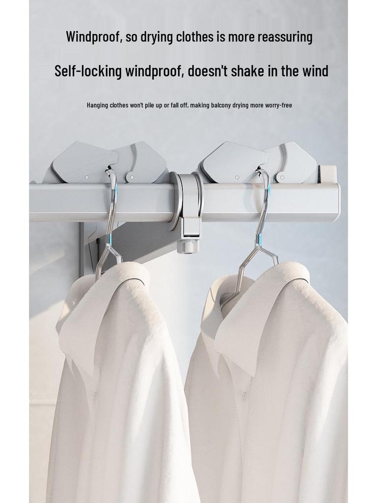 Wall-Mounted Retractable Clothes Drying Rack for Balcony & Home Use