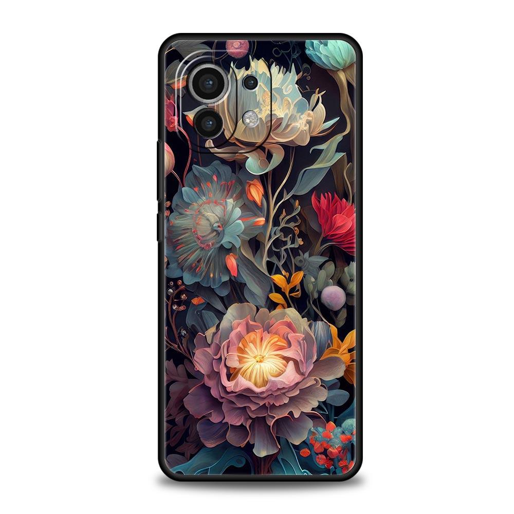 Abstract Plants Flower Phone Case Cover for Xiaomi Mi 17 15 14 13 12 11 Ultra 15T 14T 13T 12T 11T Pro Lite 5G Soft TPU Shell Bag