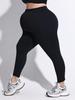 Plus Size High Waist Seamless Maternity Yoga Leggings - Black Slimming Sport Pants for Pregnant Women