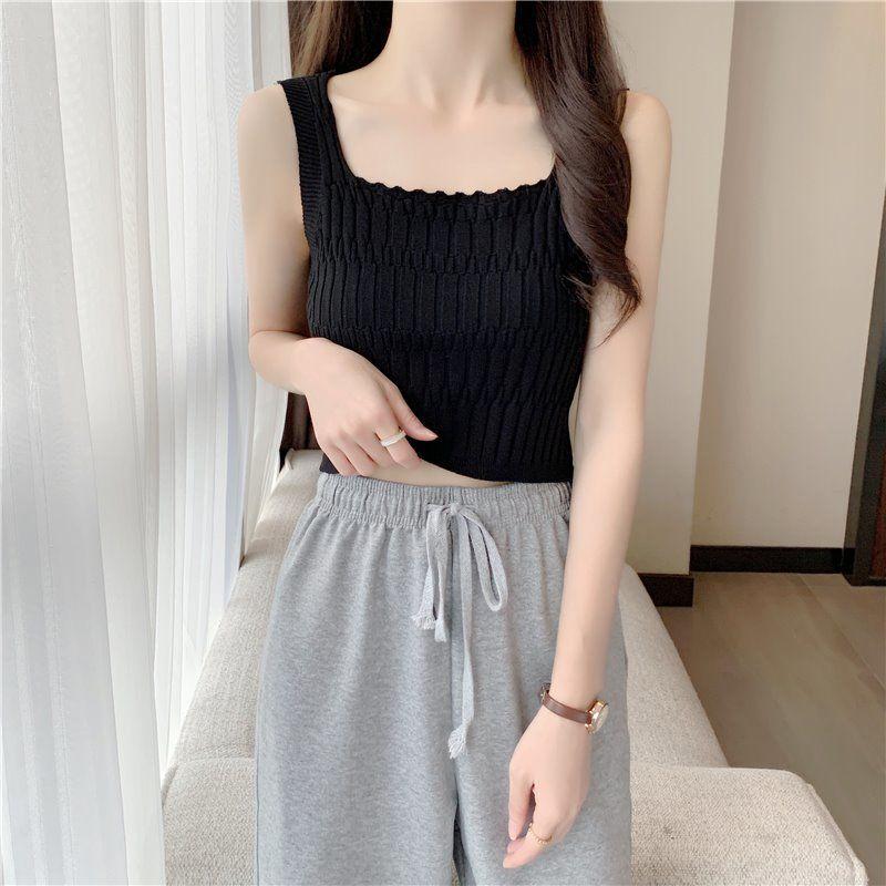 Unique and Chic Camisole Summer Inner Vest Women's Short Top Knitted Strapless Outer Wear