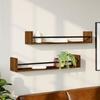 VidaXL Wall Shelves with Bars 2 Pcs Brown Oak 80x16x14 Cm 835443