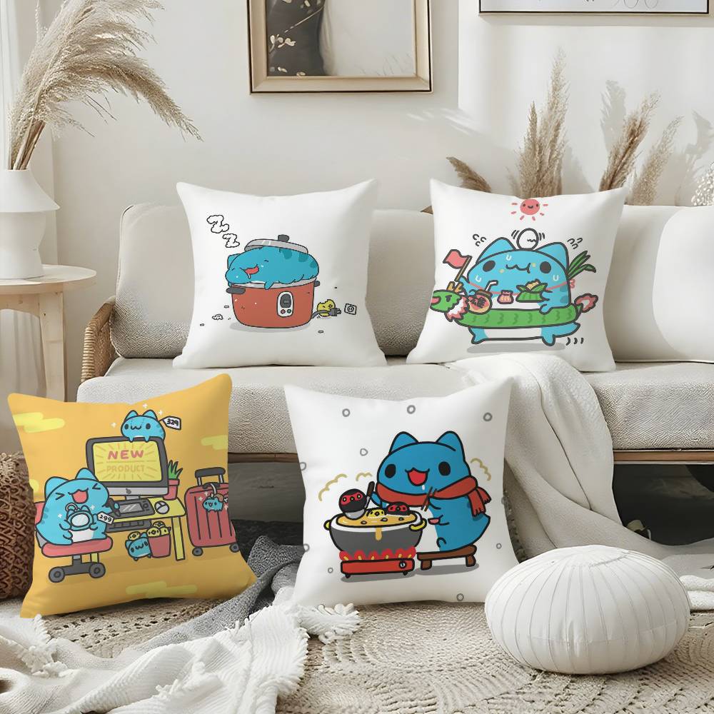 Pillow Case B-Bugcat C-Capoo Home Dorm Chair Back Short Plush Double-Sided Printing Office Nap Time Cushion Cover