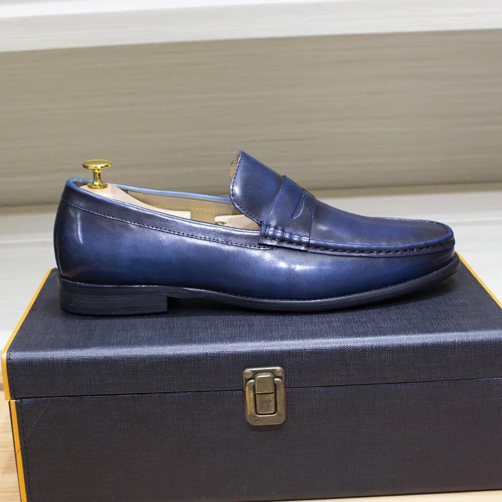 Fashion Luxury Genuine Leather Men's Penny Loafers Casual Office Business Dress Shoes Fashion Party Wedding Formal Male Footwear
