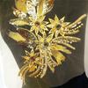 Blue Black Gold Sequined Embroidery Patches Lace Trims Mesh DIY Embroidered Floral Patches Lace Fabrics Applique