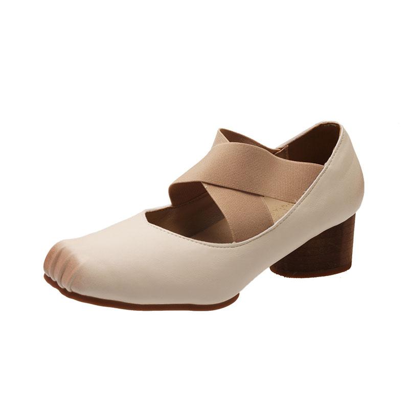 

Fashion Comemore Medium Thick Heel Ballet Mary Jane Women s Shoes Fashion Shallow Mouth Square Toe Pumps Cross Strap Heels for Women 39 абрикосовый