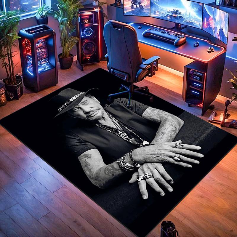 Rock Legend Johnny Halliday carpet Suitable for all seasons Home Decor Doormat Office chair cushion Protective pad