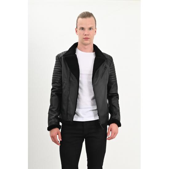 

Мужские куртки James Dean Genuine Shearling Biker Leather Jacket Men