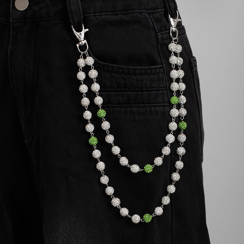 

Premium Women S Jeans Chain, Colored Clay With Diamonds, Ball Diamond Waist Chain, Accessories, Niche Bag Hanging Chain