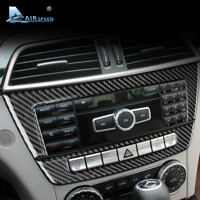 Airspeed for Mercedes Benz C Class W204 Accessories 2010-2013 Carbon Fiber Car Interior Center Console Panel Cover Trim