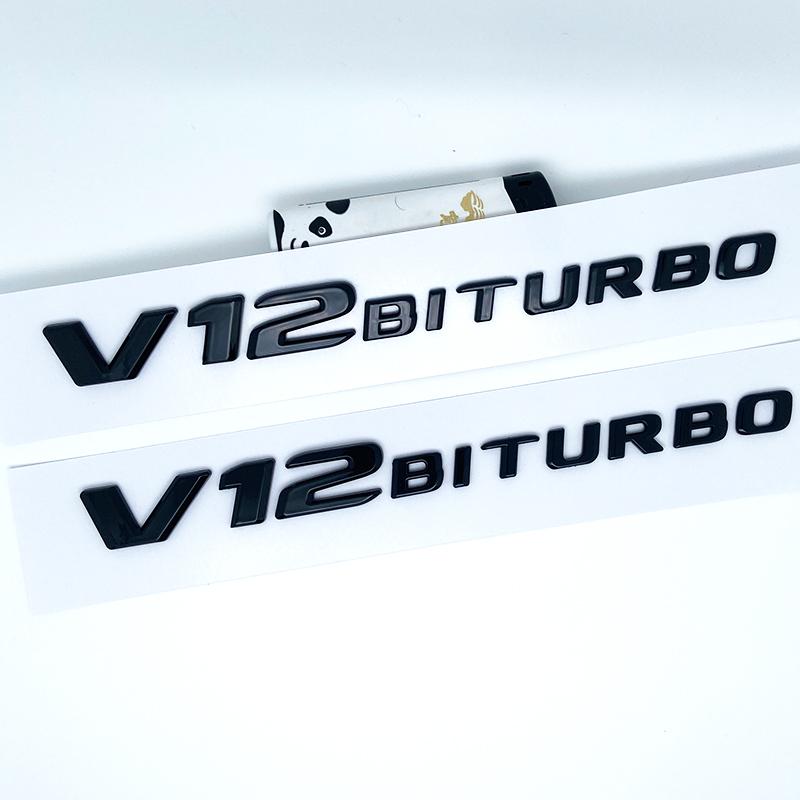 2017 Flat Letters G63 G65 V8 Biturbo V12 Biturbo Emblem for Mercedes Benz W463 Car Side Fender Trunk Nameplate Logo Sticker