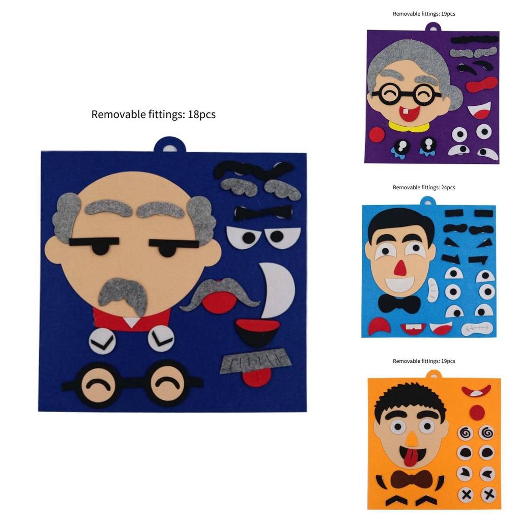 Emotion-changing Felt Puzzle Kit For Kids Diy Non-woven Material With Facial Features