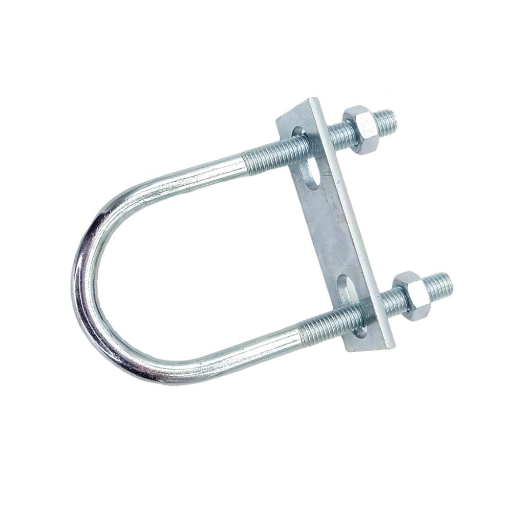 1Pcs Durable Galvanized Q235 Carbon Steel M8 Round Tube Clamp With Baffle Screws Pipe U-clamp Right Angle U-bolt for Round Tube